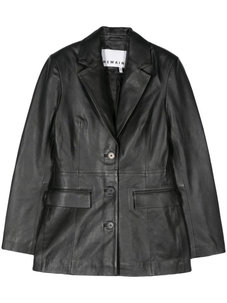 REMAIN single-breasted leather blazer - Black Cover