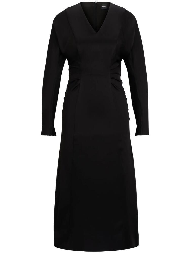 BOSS V-neck satin midi dress - Black Cover