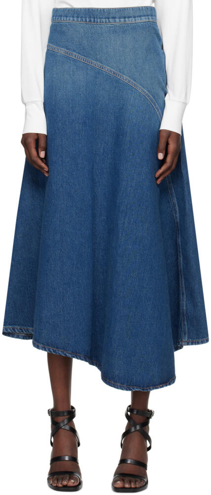 Weekend Max Mara Blue Full Denim Midi Skirt Cover