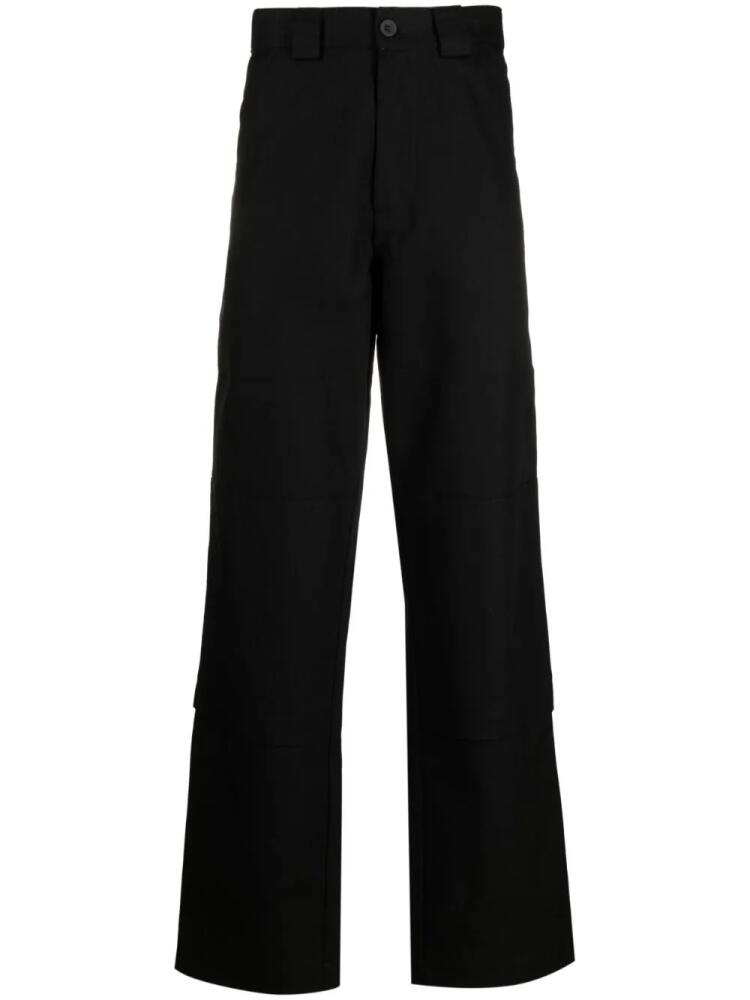 GR10K logo-tag cotton straight-leg trousers - Black Cover