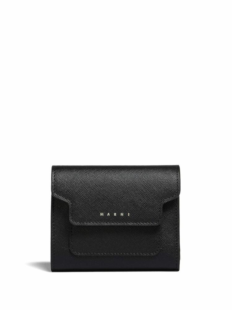 Marni logo-print leather wallet - Black Cover