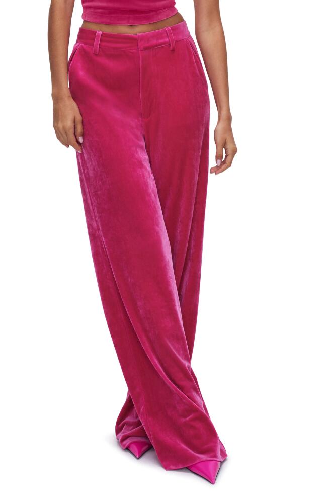 Good American Velvet Wide Leg Trousers in Love Potion007 Cover