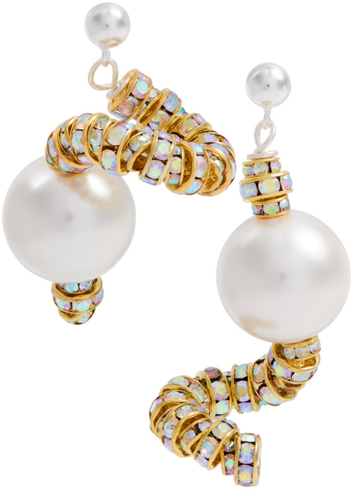 Pearl Octopuss.y Mini Snakes Embellished Drop Earrings - Gold Cover