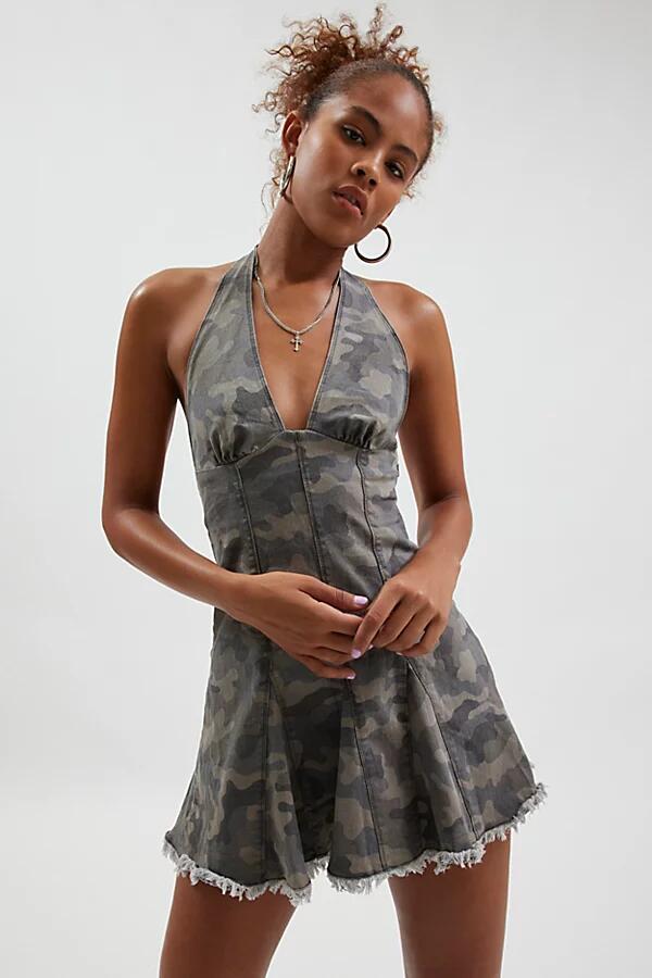 Kimchi Blue Hailey Halter Denim Dress in Camo Cover