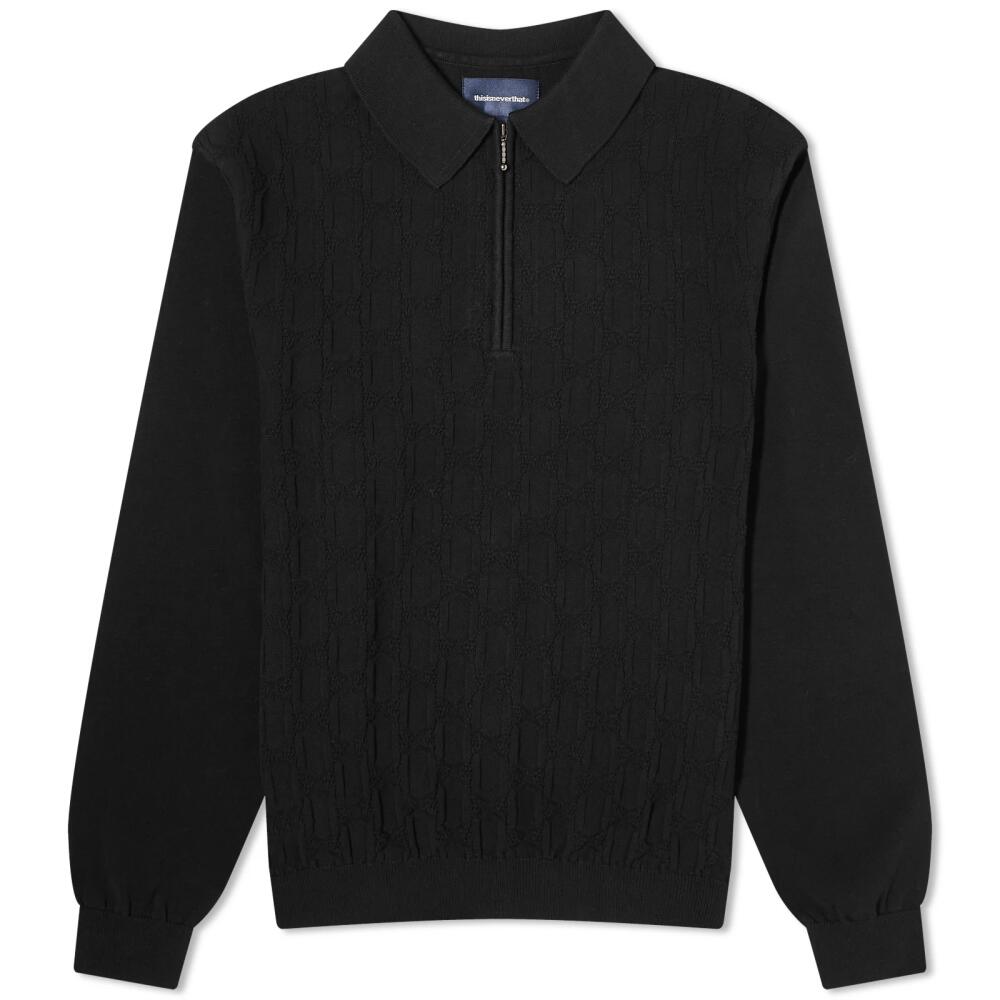 thisisneverthat Men's Cable Knit Zip Polo Shirt in Black Cover