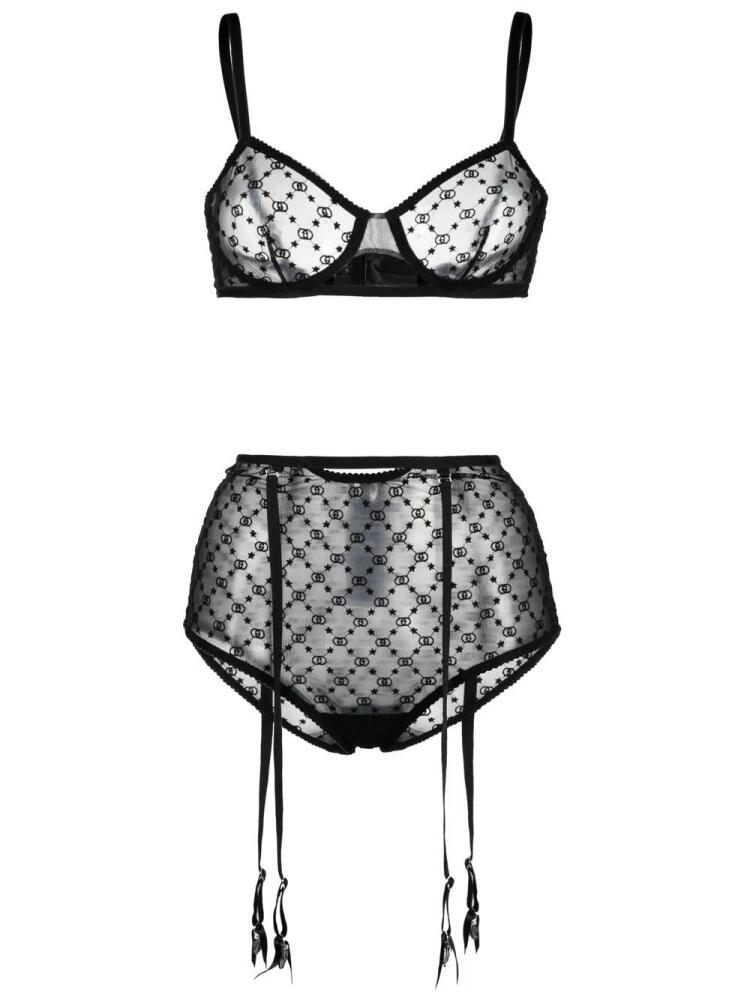 Gucci GG-embroidered lingerie set - Black Cover