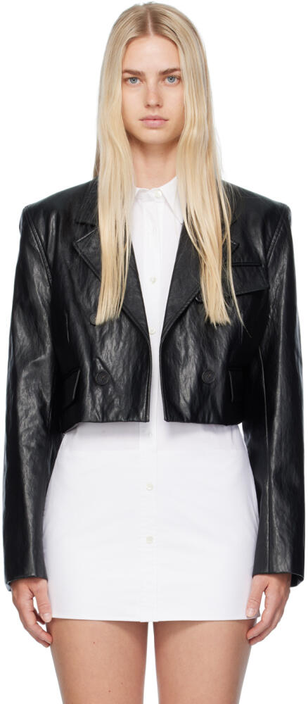 Recto Black Cropped Faux-Leather Jacket Cover