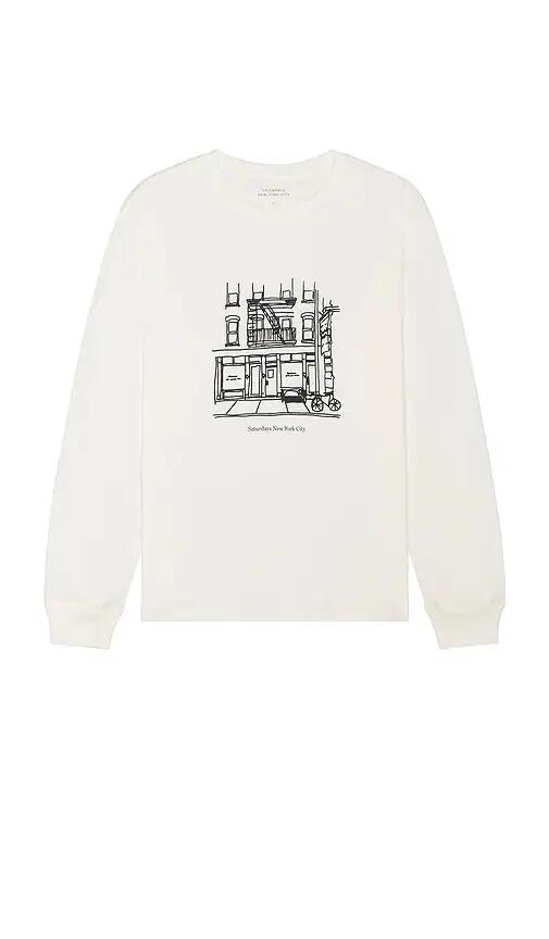 SATURDAYS NYC Cafe Standard Long Sleeve Tee in White Cover