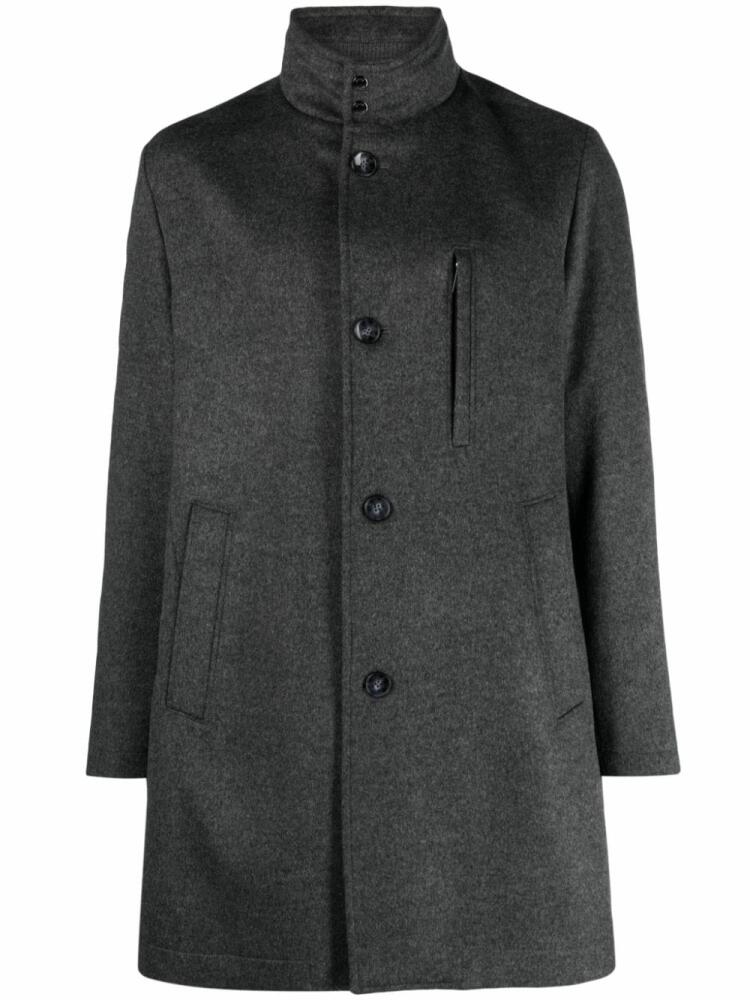 BOSS mock-neck single-breasted coat - Grey Cover