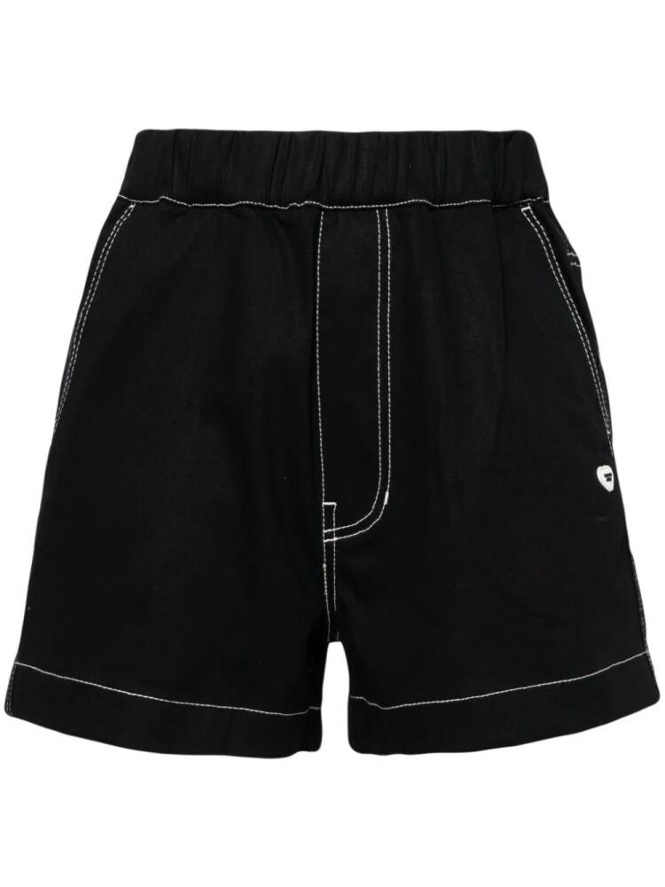 CHOCOOLATE contrasting trim mid-rise shorts - Black Cover