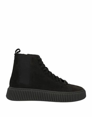 Baldinini Man Sneakers Black Calfskin, Elastic fibres Cover