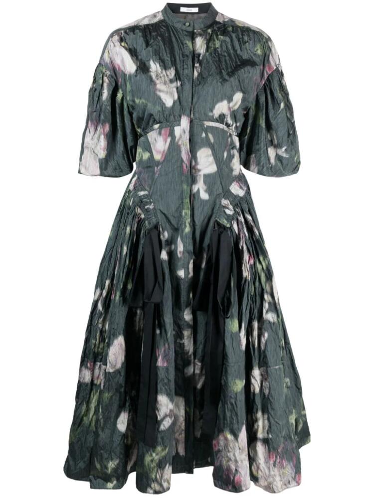 ERDEM puff-sleeved corset midi dress - Green Cover