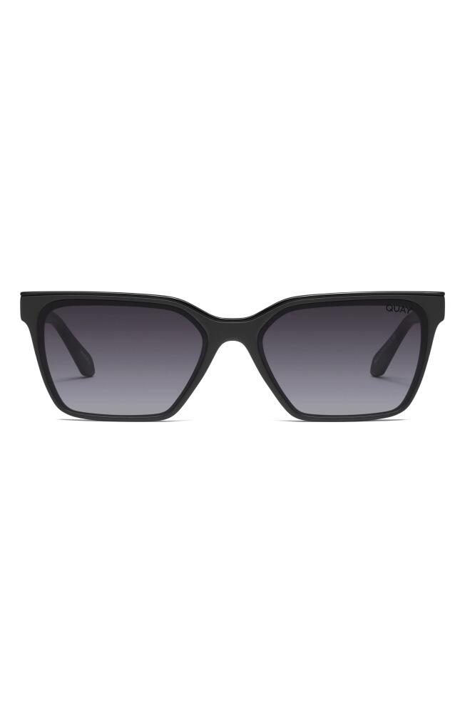 QUAY Top Shelf 41mm Gradient Small Square Sunglasses in Matte Black/Smoke Cover