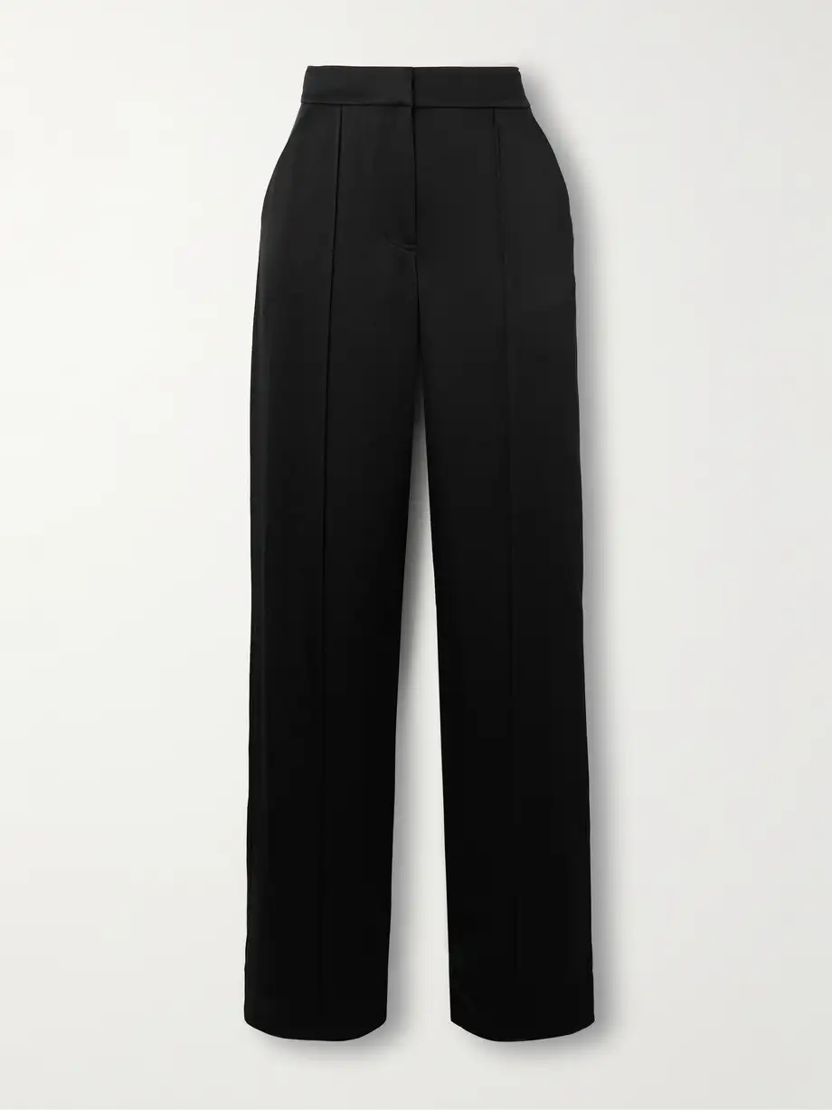 SIMKHAI - Kyra Satin Wide-leg Pants - Black Cover