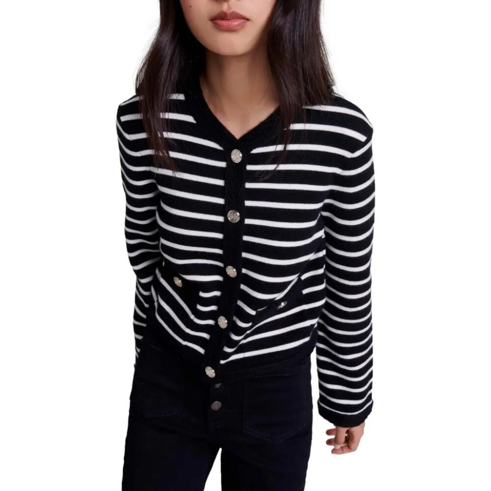 maje Striped cardigan in Black/ecru Cover