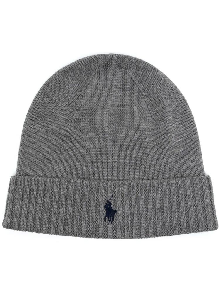 Polo Ralph Lauren embroidered-logo ribbed beanie - Grey Cover