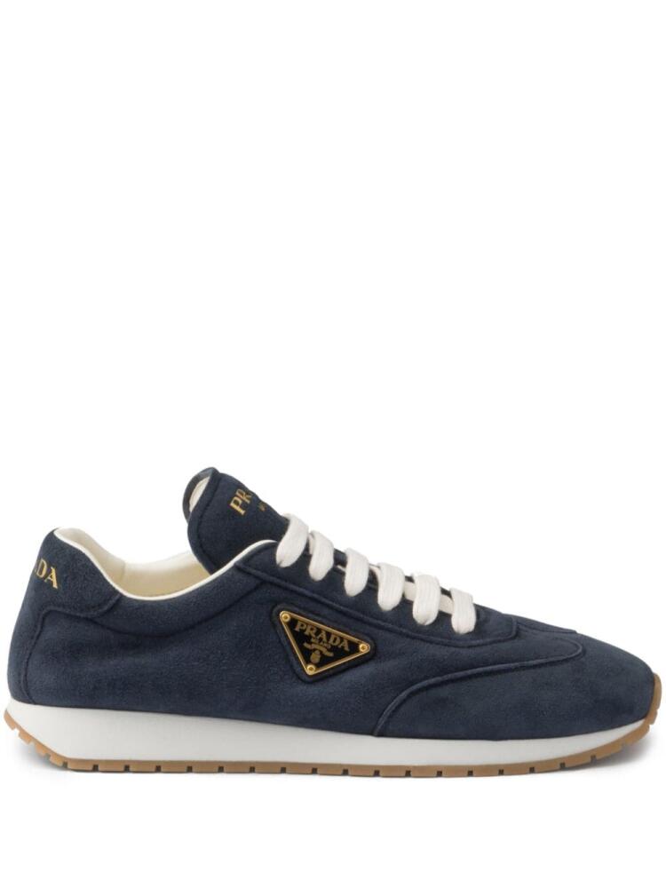 Prada enamel logo suede sneakers - Blue Cover