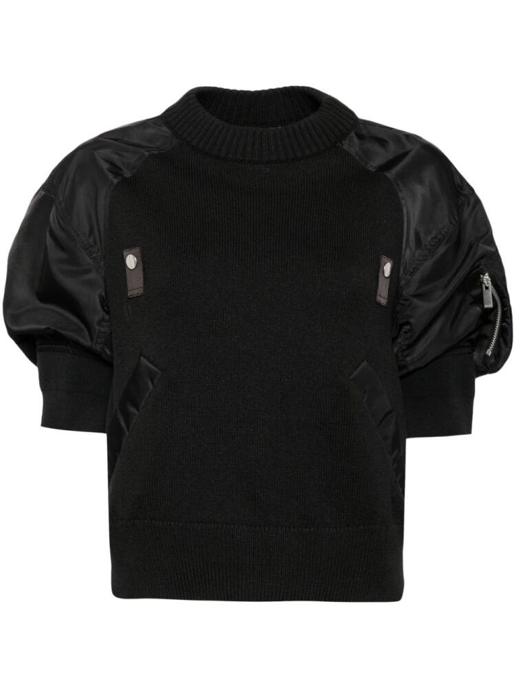 sacai panelled short-sleeve jumper - Black Cover