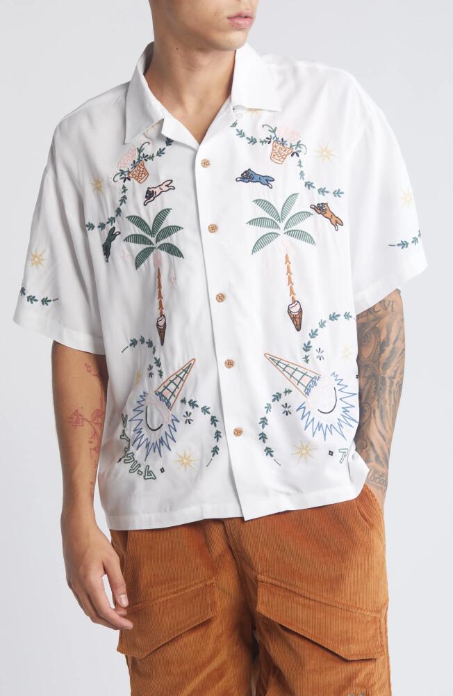 ICECREAM The Palms Embroidered Camp Shirt in White Cover