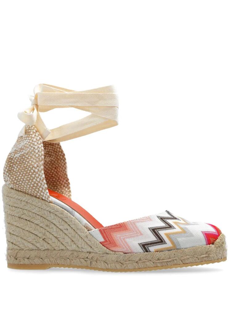 Missoni 100mm chevron-print wedge espadrilles - White Cover