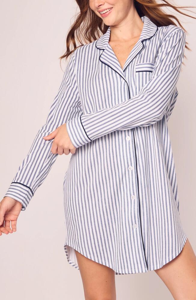 Petite Plume Pink Stripe Cotton Nightshirt in Navy Cover