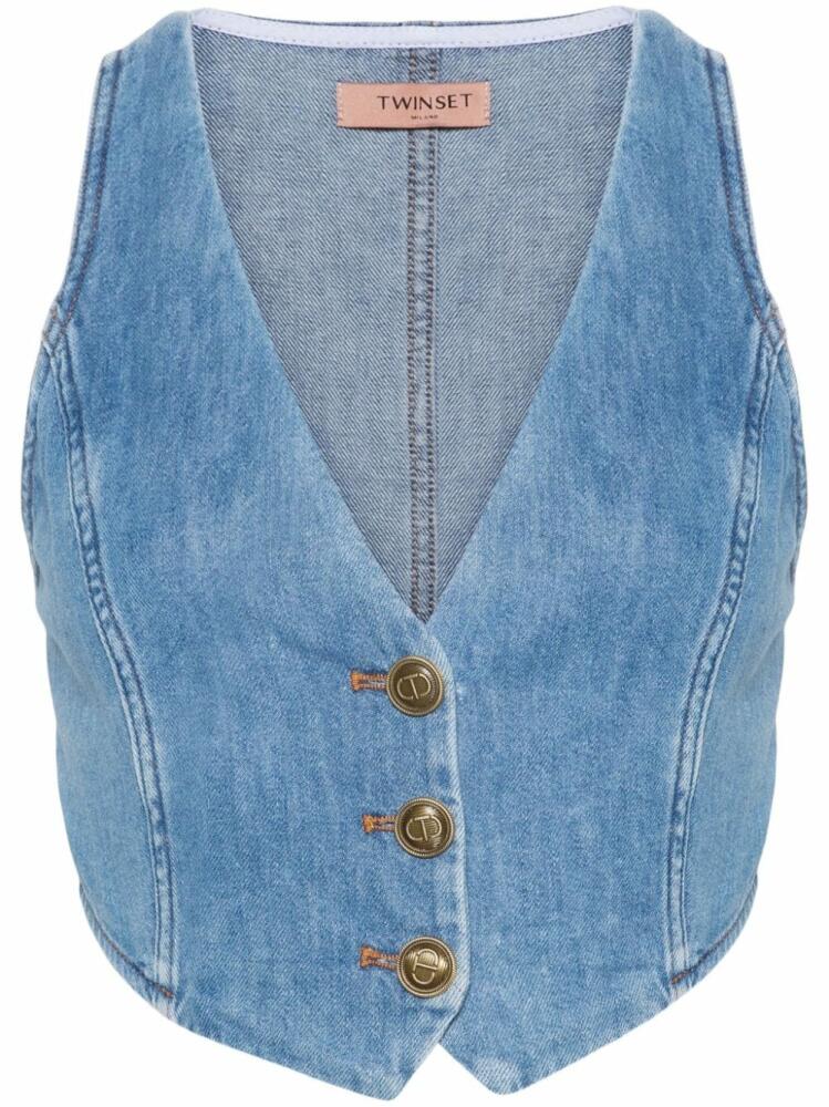 TWINSET button-up denim waistcoat - Blue Cover