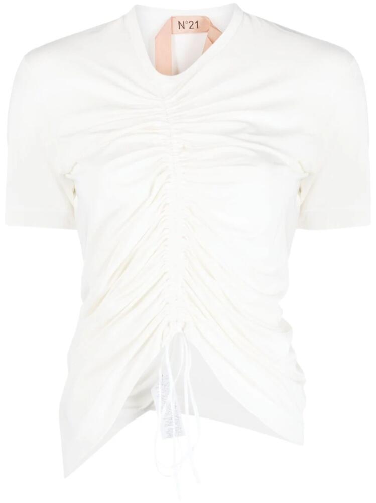 Nº21 ruched short-sleeve T-shirt - White Cover