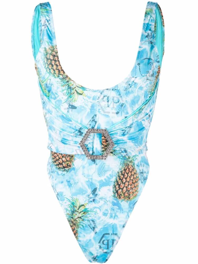 Philipp Plein pineapple skies buckled monokini - Blue Cover