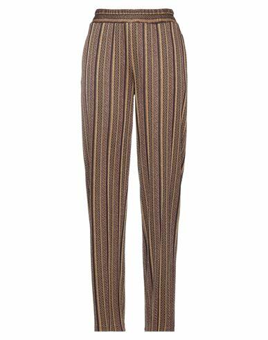 Camicettasnob Woman Pants Brown Viscose, Polyamide, Metallic fiber Cover