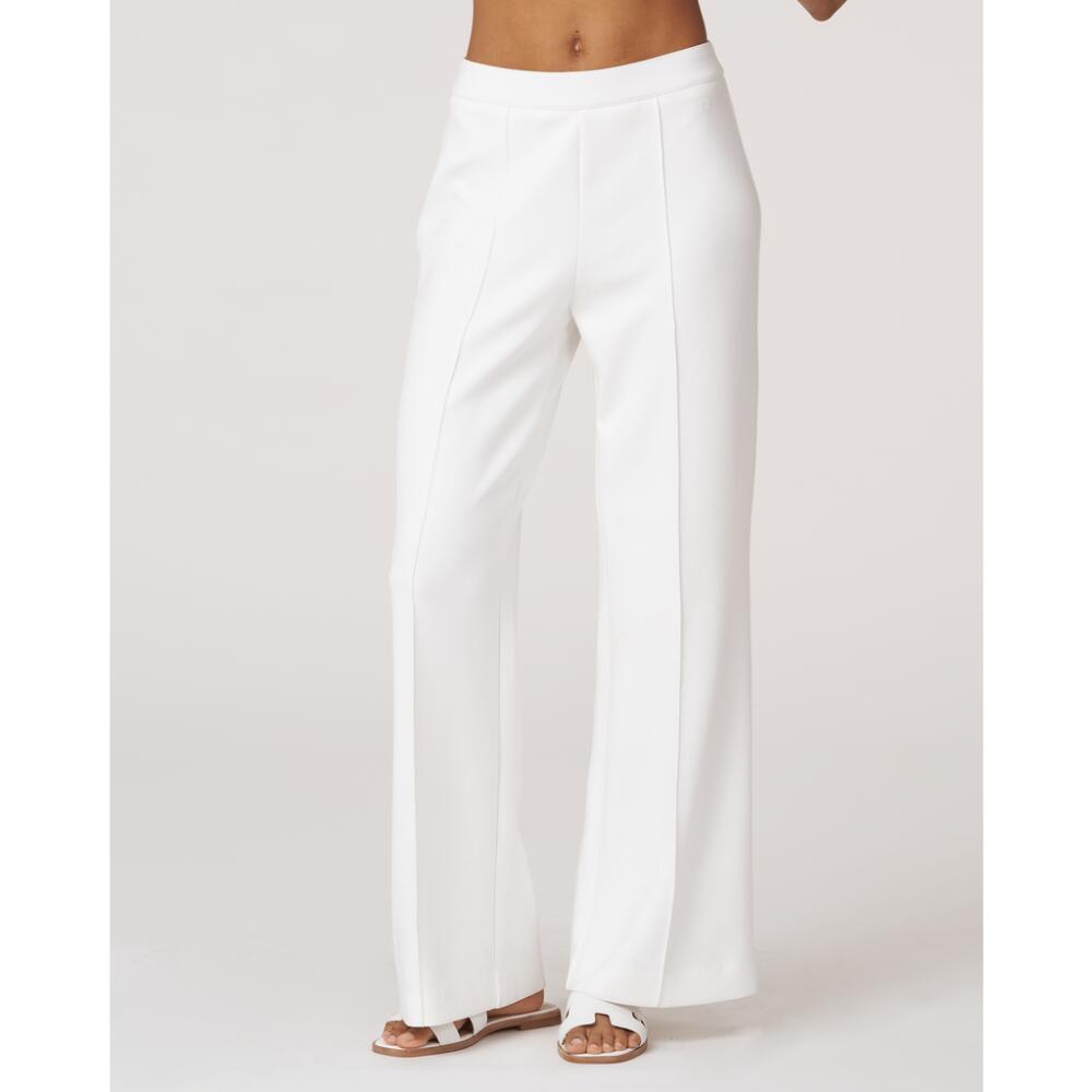 Rebody Active Madison Pintuck Wide Leg Scuba Pant 30" in White Cover