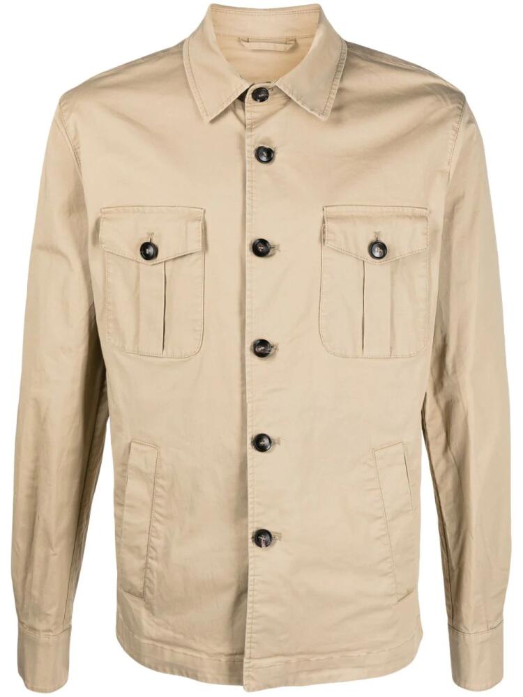 Mazzarelli stretch-cotton shirt jacket - Neutrals Cover