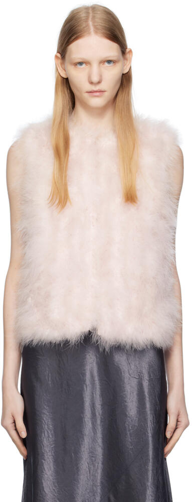 Yves Salomon Pink Round Neck Feather Vest Cover