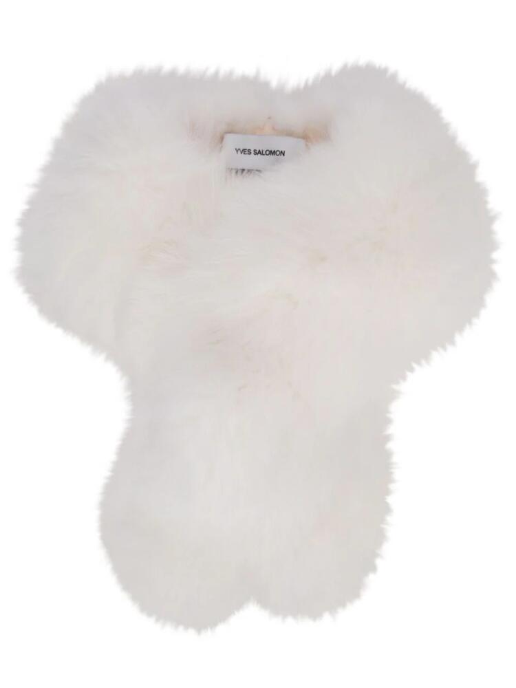 Yves Salomon faux-fur padded scarf - White Cover