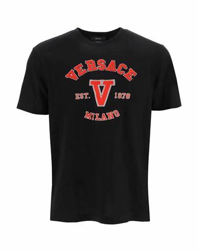 Versace Versace Black T-shirt Man T-shirt Black Cotton Cover