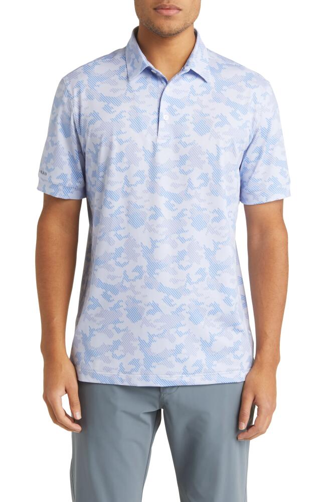 Mizzen+Main Versa Camouflage Print Performance Golf Polo in Blue Multi Camo Stripe Cover