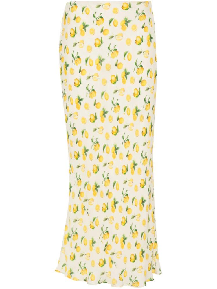 Sportmax lemon-print silk midi skirt - Neutrals Cover