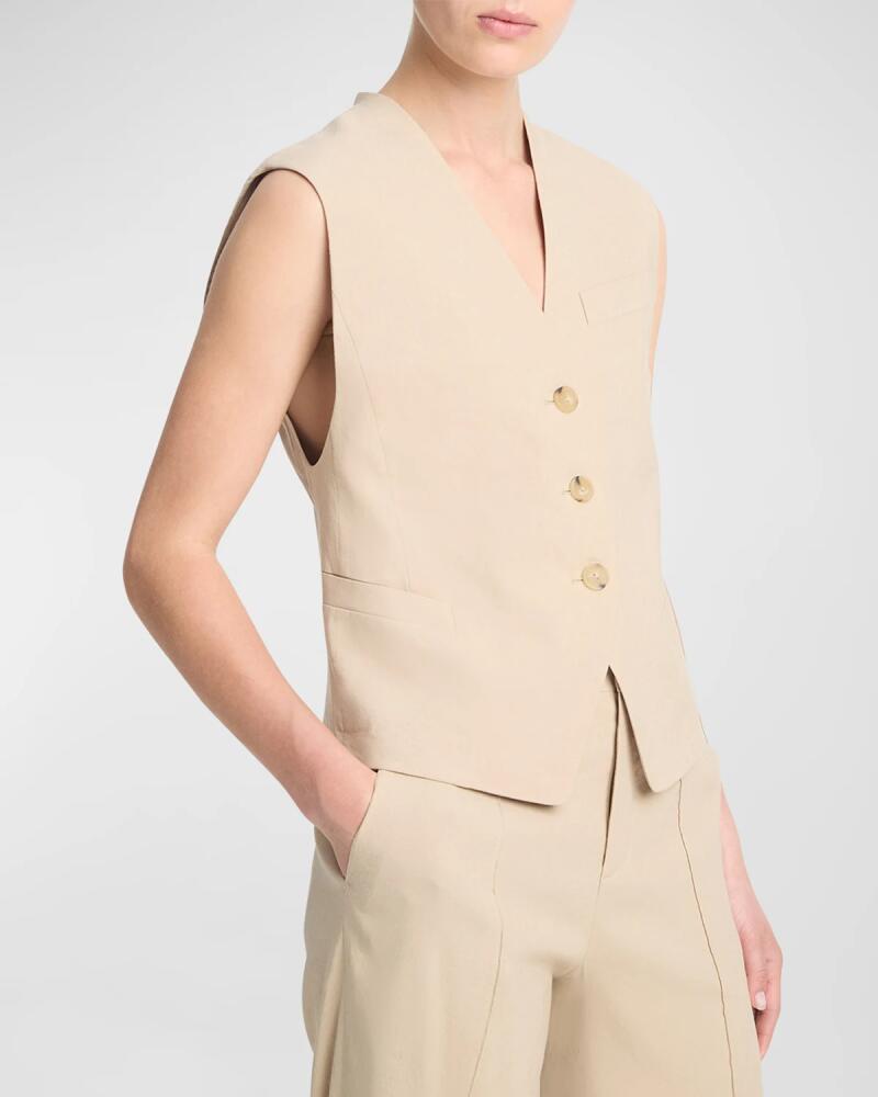 Vince Linen-Blend Suiting Vest Cover