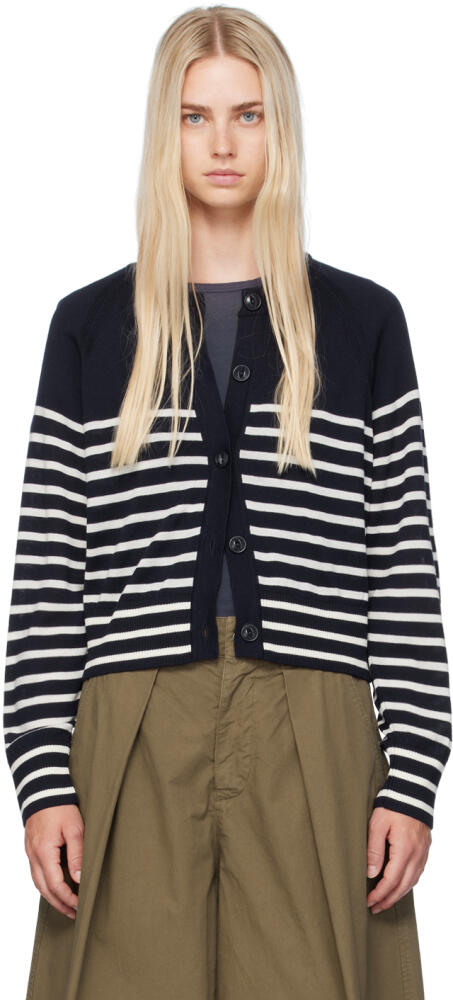 YMC Navy & White Foxtail Stripe Cardigan Cover