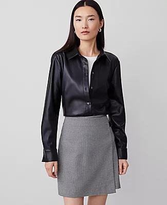 Ann Taylor Faux Leather Relaxed Perfect Shirt Cover