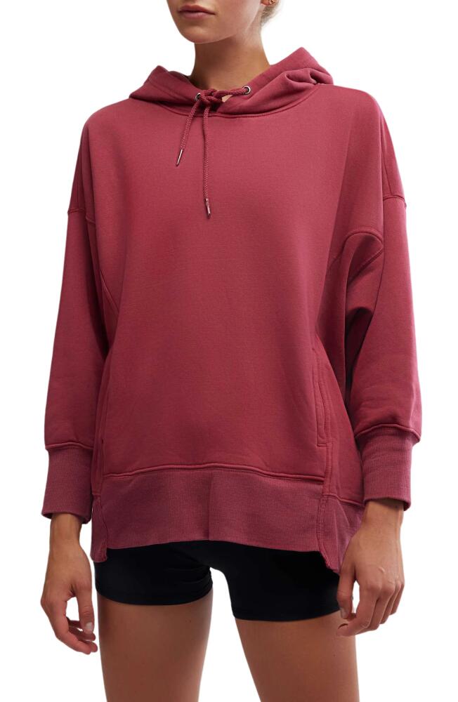 Free People Sprint to the Finish Oversize Cotton Blend Hoodie in Sour Cherry Cover