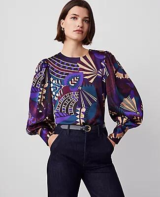 Ann Taylor Botanicals Puff Sleeve Blouse Cover