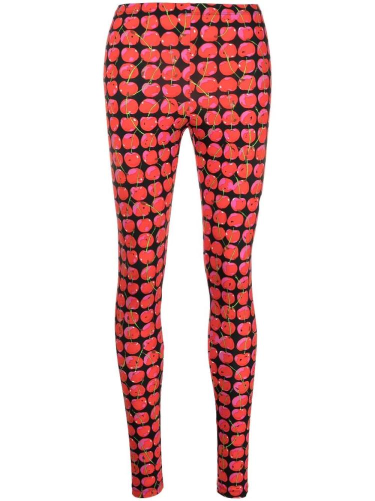 La DoubleJ cherry-print mid-rise leggings - Black Cover