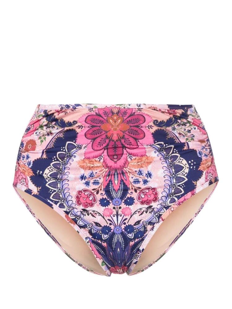 ZIMMERMANN Laurel floral-print bikini bottoms - Pink Cover