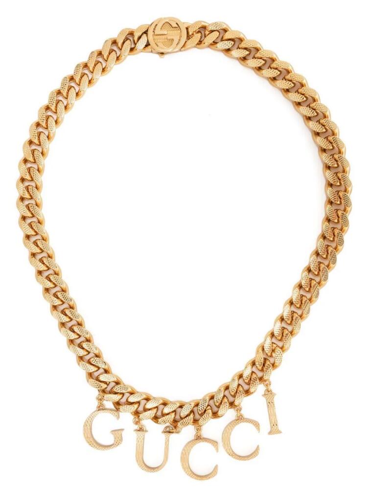 Gucci logo-charm chain necklace - Gold Cover