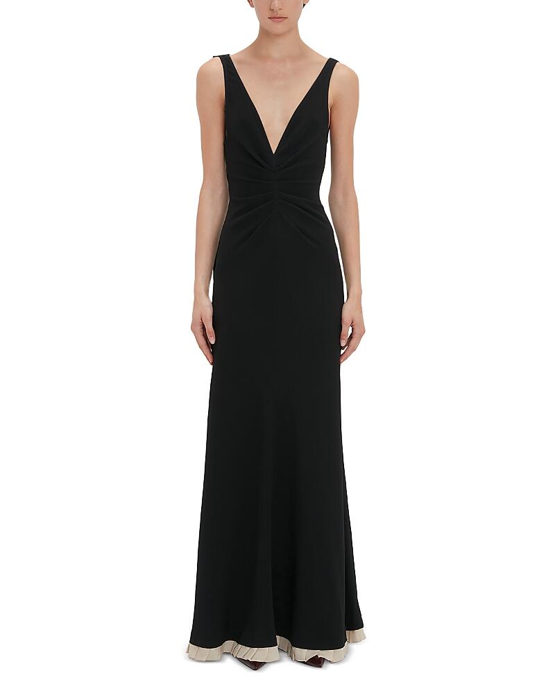 Victoria Beckham V Neck Gathered Waist Floor Length Gown Cover