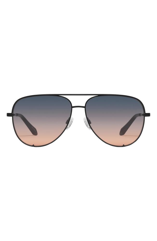 QUAY High Key 55mm Aviator Sunglasses in Black /Smoke To Coral Cover