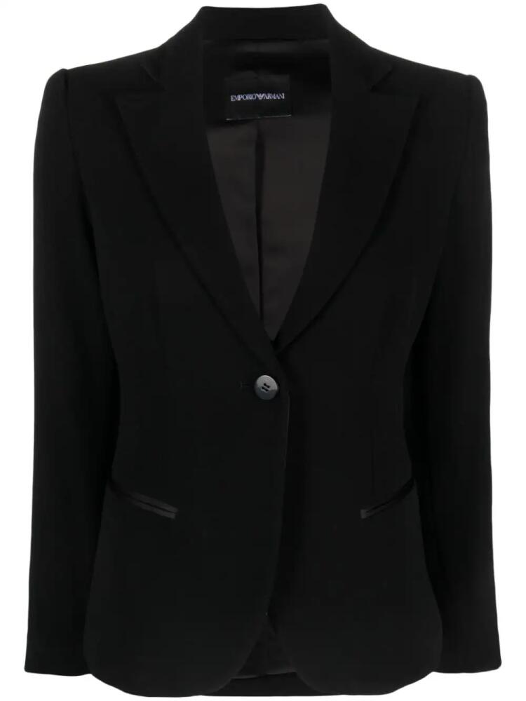 Emporio Armani satin-trim single-breasted blazer - Black Cover