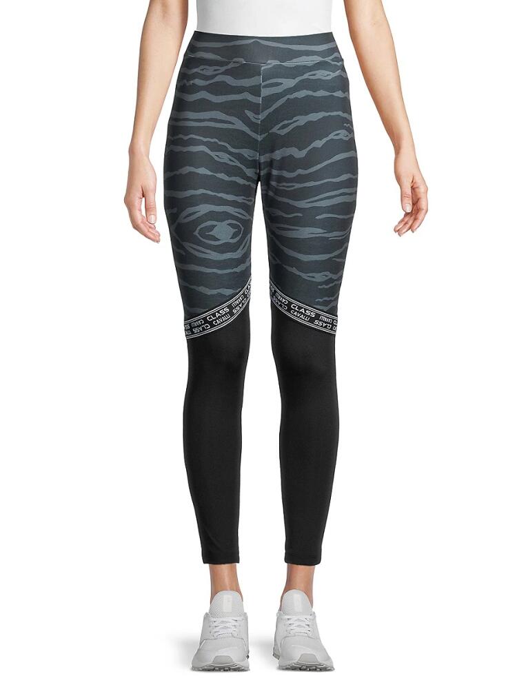 Cavalli Class by Roberto Cavalli Women's Logo Tape Leggings - Black Cover