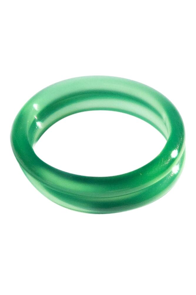 seree Forest Green jade stone skinny stacking rings in Bright Green Cover