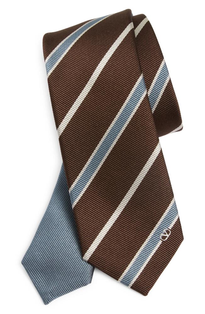 Valentino Garavani Stripe Silk Tie in K9Y-Stone/Avorio/Ebano Cover